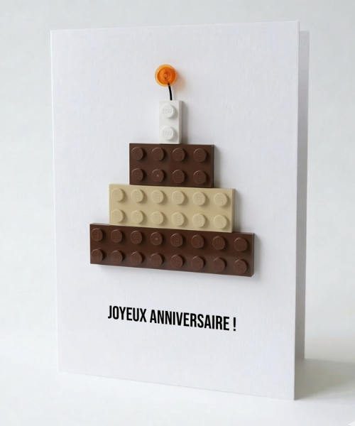 Carte postale de gâteau d'anniversaire – Brique de construction LEGO
