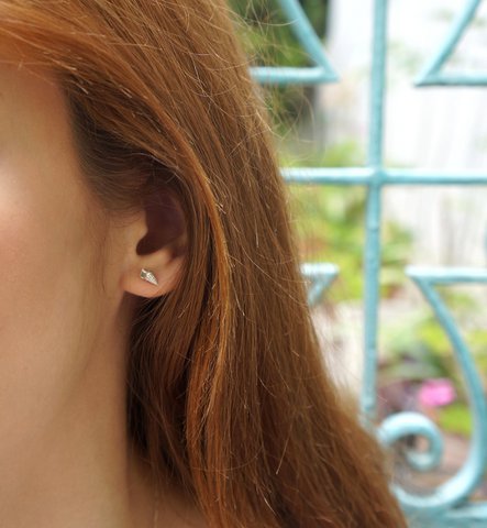 Sea Shell Earrings: Tiny Sterling Silver Studs (Minimalist Nature Jewelry)