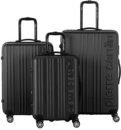 A sleek and stylish 3-piece suitcase set in a sophisticated black color. Crafted with durable materials, this set features spinner wheels for easy mobility and a modern, minimalist design.