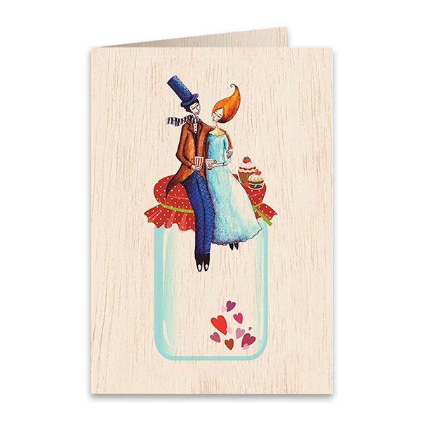Love Jar Wooden folded greeting card