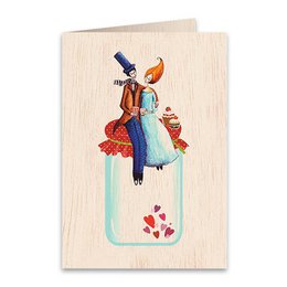 Love Jar Drewniana składana kartka z życzeniami