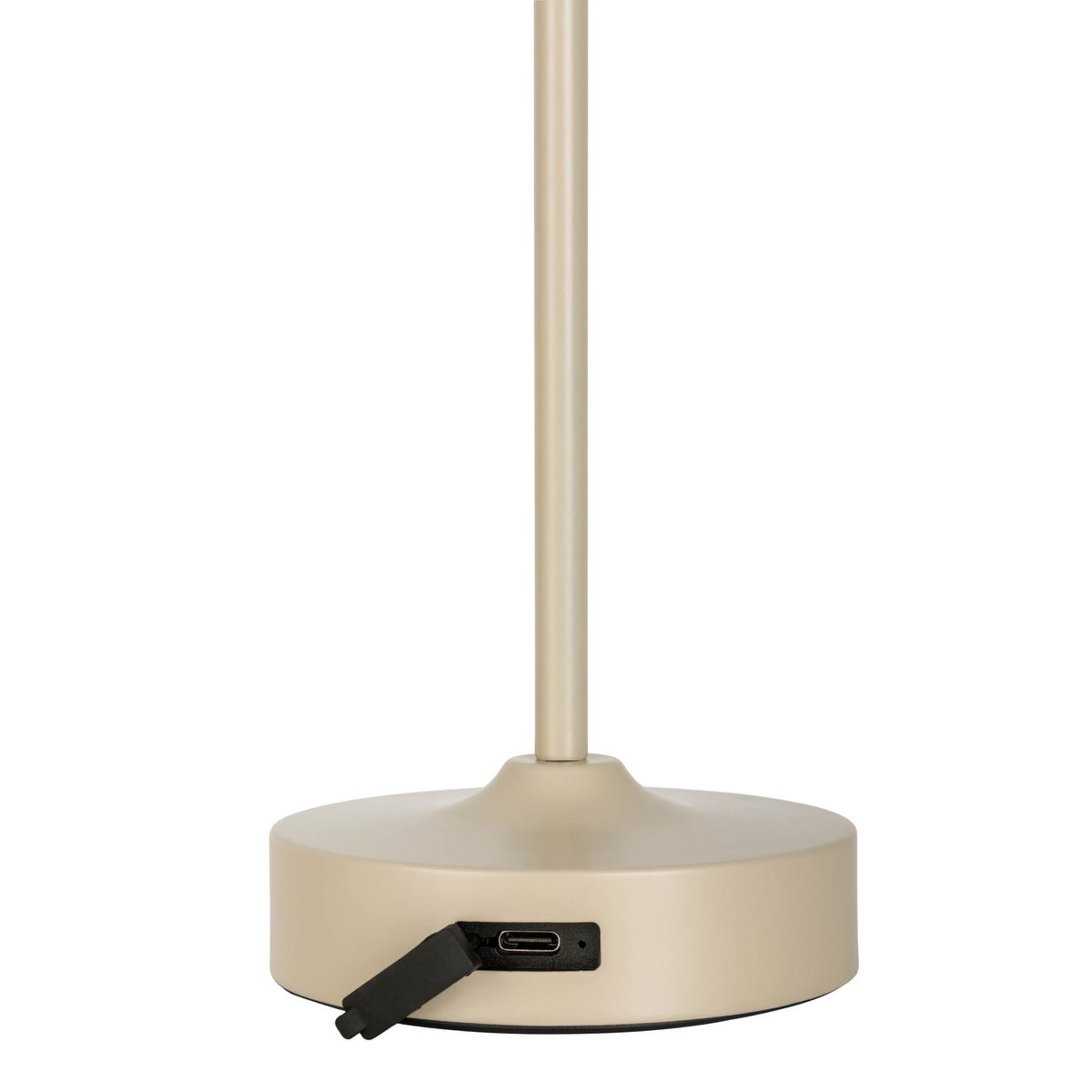 LED -batteri/ bordlampe "Pina" 30 cm høj, lavet af metal (beige) og glas (hvid), integrerede LED'er, varm hvidt