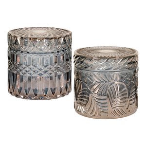 Jars - Smoked, Glass, Ø9x8.5 cm - Set of 2