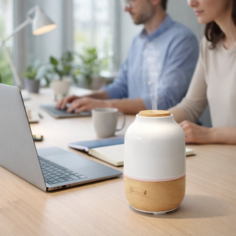 Ultrasonic Diffuser – Purisia – Wood and Ceramic Design – Diffusion of Essential Oils – Customizable Lighting – Decorative Idea