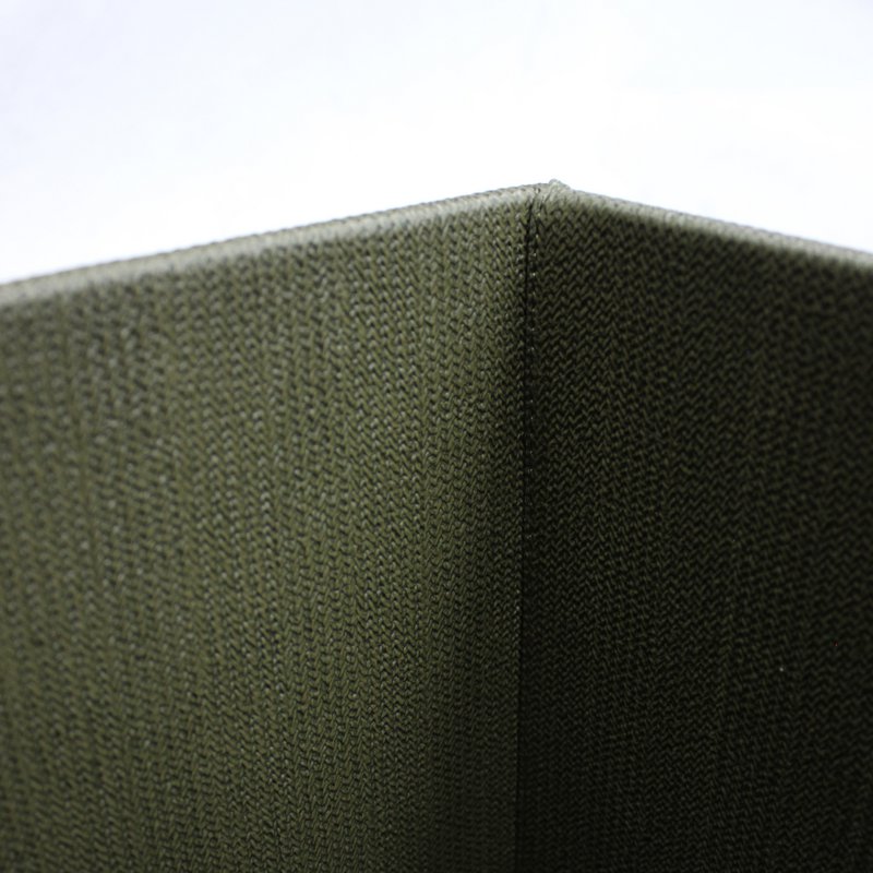 Waste paper basket square pattern beige green rubbish bin faux leather