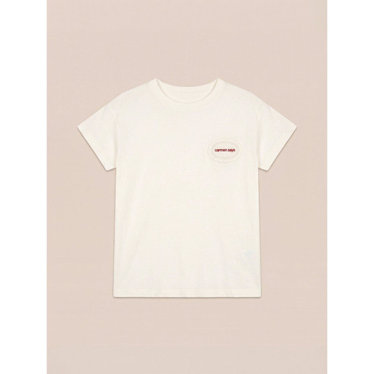 Carmen wit T-shirt met patchdetail