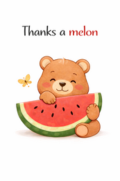 Wenskaart - Thanks a melon - Meloen vlinder beertje