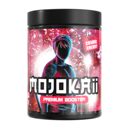 "Premium Boosters | Cosmic Cherry | 500g | 50 servings - Energy Drink with cherry flavor, 500g container, 50 servings."