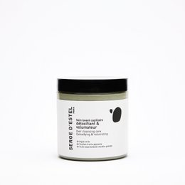 Detox and Volumizing Cleansing Care 250g, a hair care product in a black jar. The product is designed to cleanse and add volume to hair.