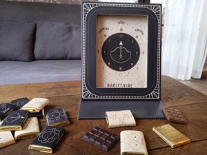 ASTROLOGY CHOCOLATES -BLACK- PACKAGING PICTURE FRAME © + CARD