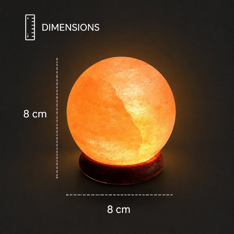 USB-lamp van Himalayazoutkristal – bol van 500 g – houten voet – decoratief object