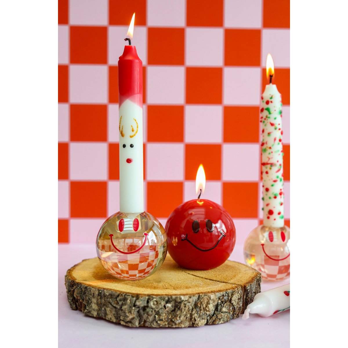 Candlestick Happy Hot Pink