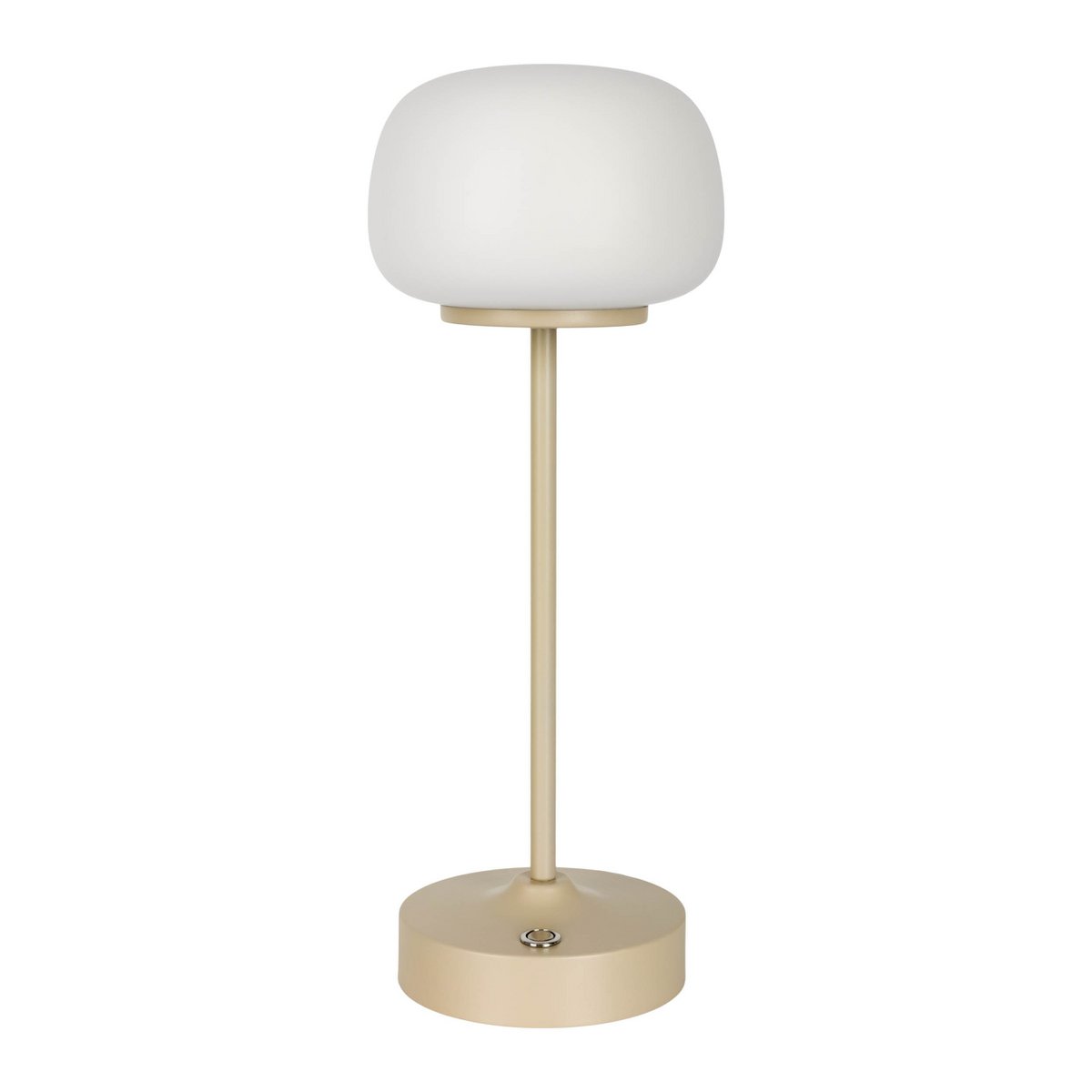 LED -batteri/ bordlampe "Pina" 30 cm høj, lavet af metal (beige) og glas (hvid), integrerede LED'er, varm hvidt