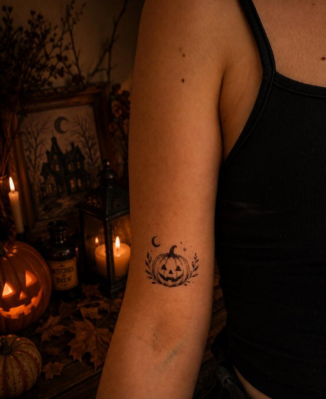 Tatuaje temporal: Calabaza de Halloween x5