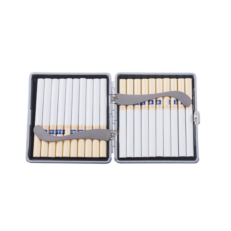 wholesale cigarette cases Double Side Leather Wrap 12CT Prince Metal Cigarette Case |