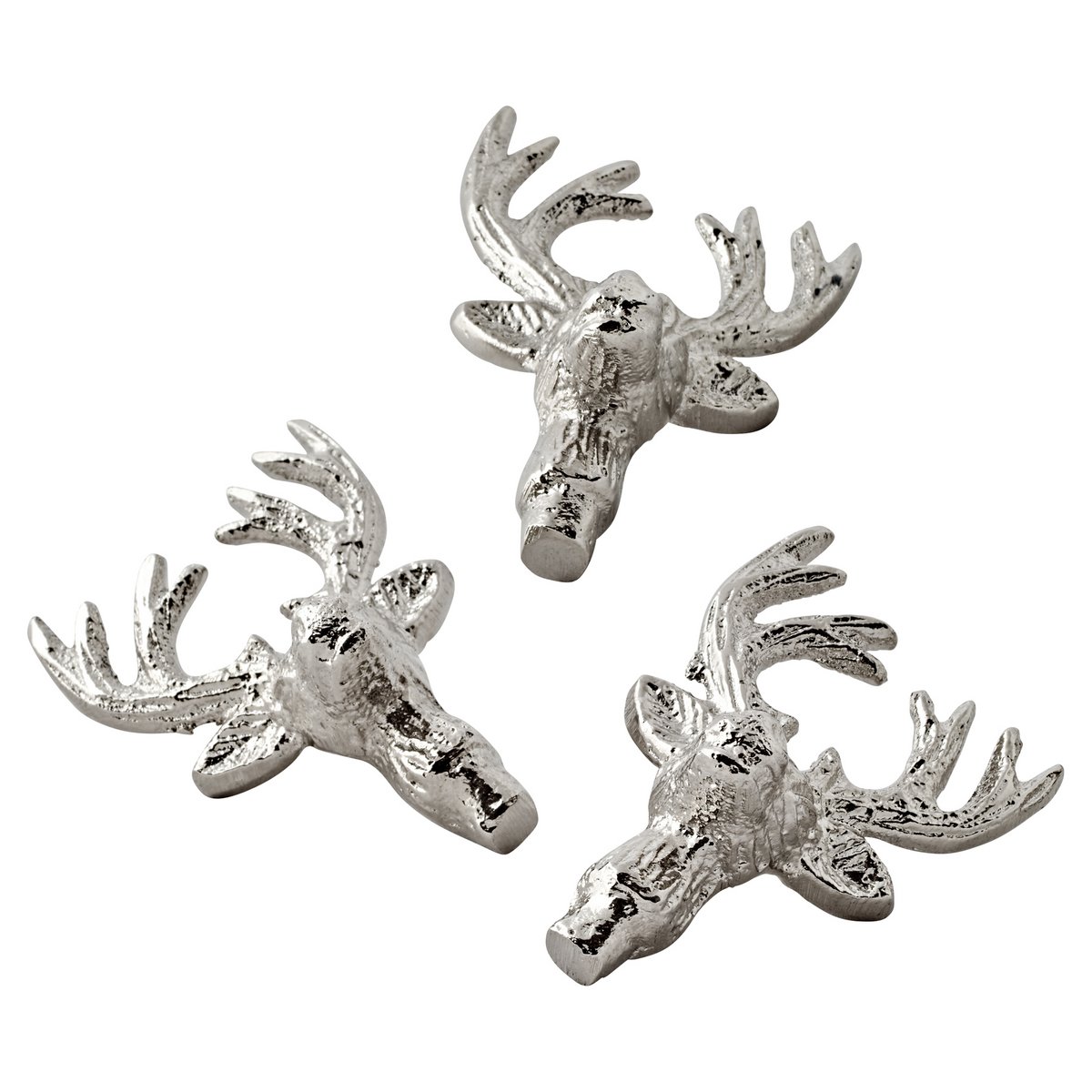 EDZARD zestaw 3 świeczników świecznik łoś, aluminium niklowane, wysokość 6 cm