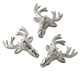 EDZARD set van 3 kandelaars elanden kandelaar, vernikkeld aluminium, hoogte 6 cm