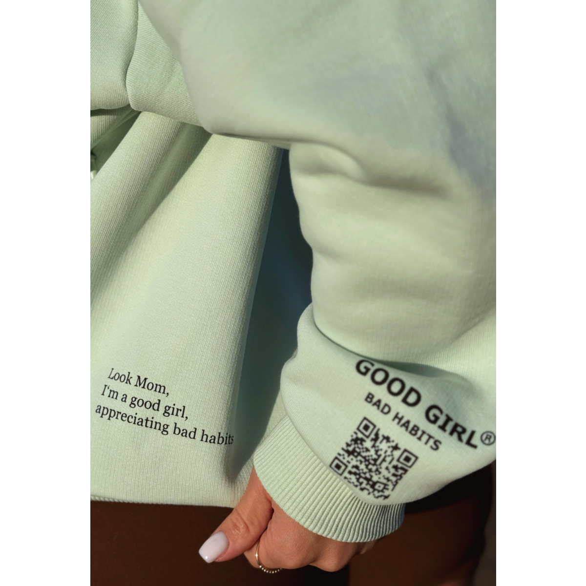 Hoodie mit Reißverschluss "GGBH" - Beige