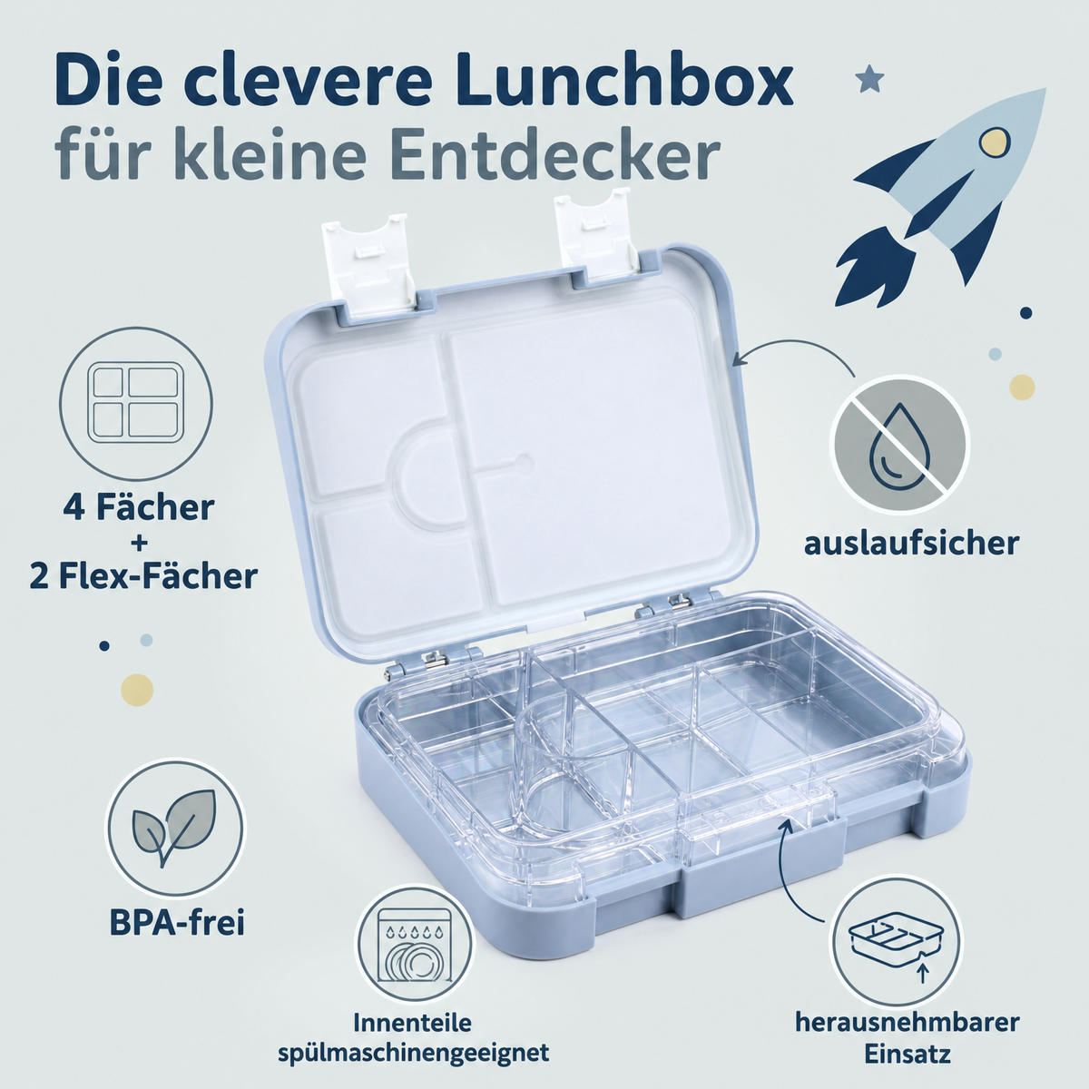 Children's lunch box leak-proof with compartments - Bento lunch box kindergarten BPA free - Space - JENARD