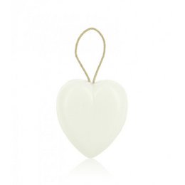 Soap heart on rope white 95g.