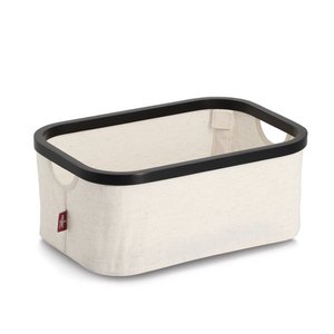 Opbergmand, polyester/bamboe, crème/zwart
