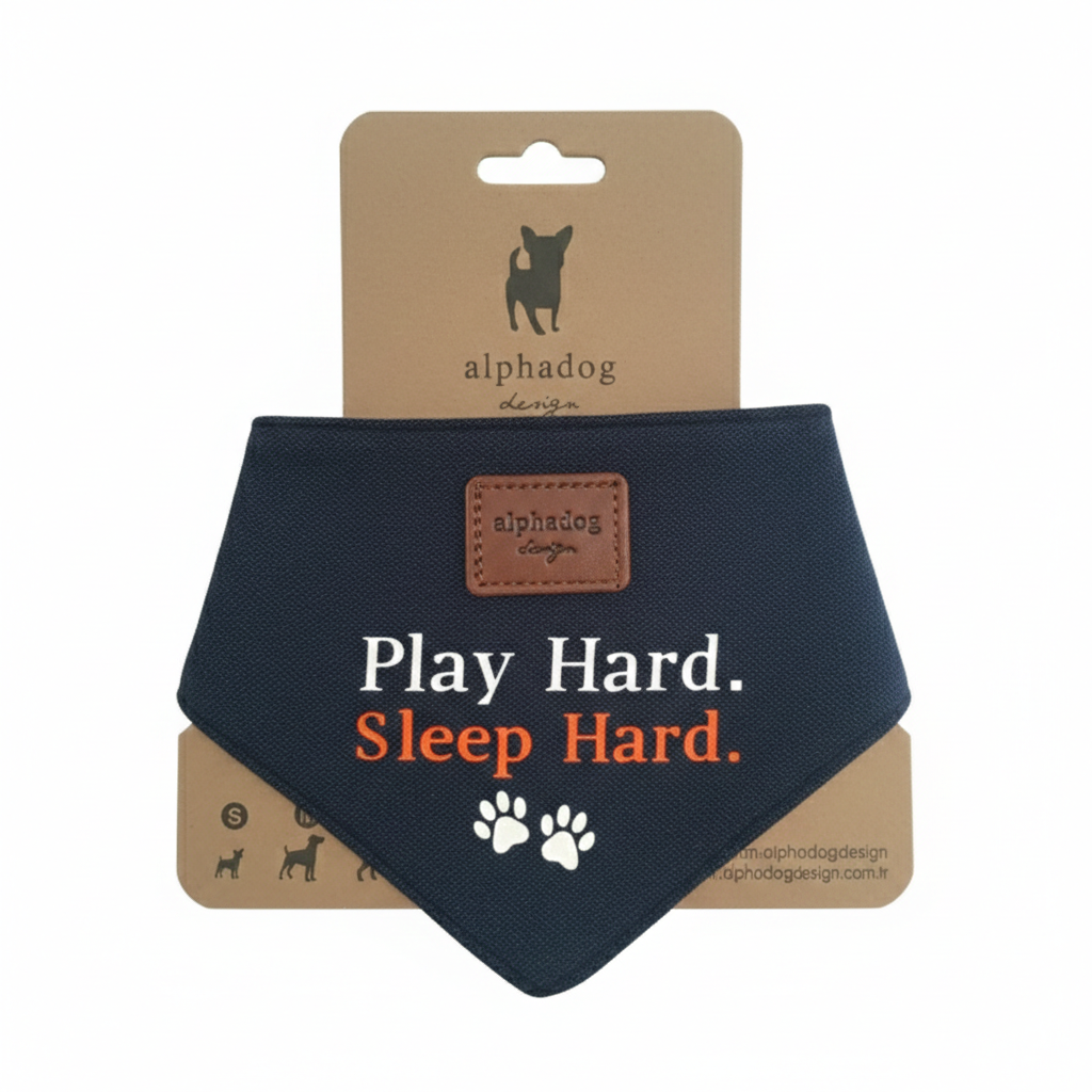 Kolekcja bawełnianych bandan dla psów Alpha „Play Hard” Play Denim