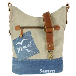 Sunsa hobo bag. Pouch bag made of upcycled jeans and canvas. Women's/girls' shoulder bag with adjustable handle. Lightweight large fabric bag with zipper.
