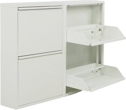 Scarpiera in metallo 4 scomparti - set di 2 scarpiere | Scarpiera funzionale | Scarpiera | scarpiera bianco opaco