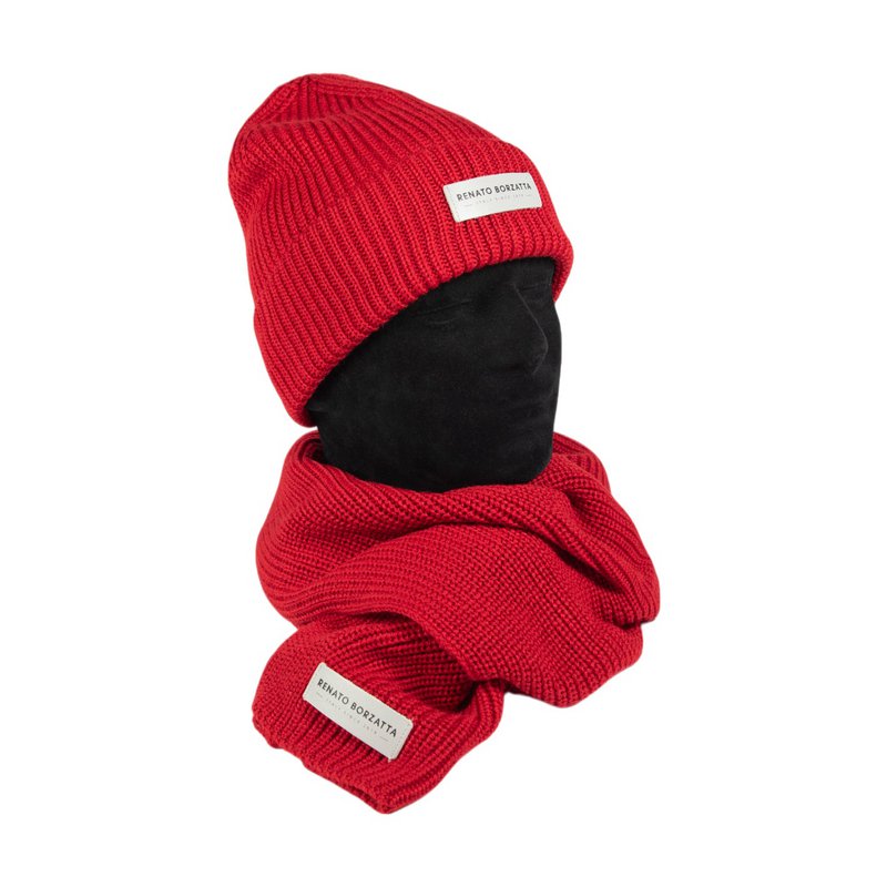 RB5004V | Sharp set and cap in a mixed Made in Italy wool shirt. Red color - single size