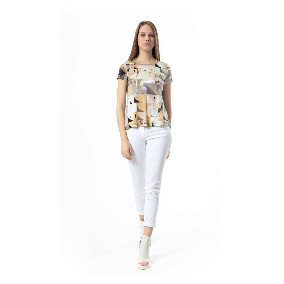 Top con estampado geométrico de manga corta