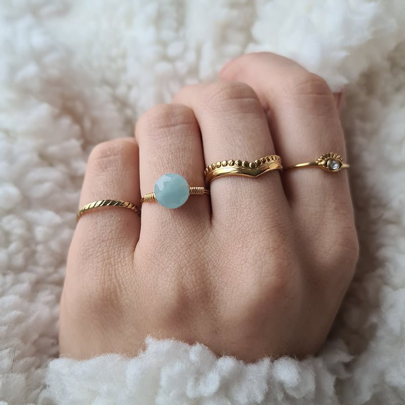Ring Amazoniet Goud - Balance Story