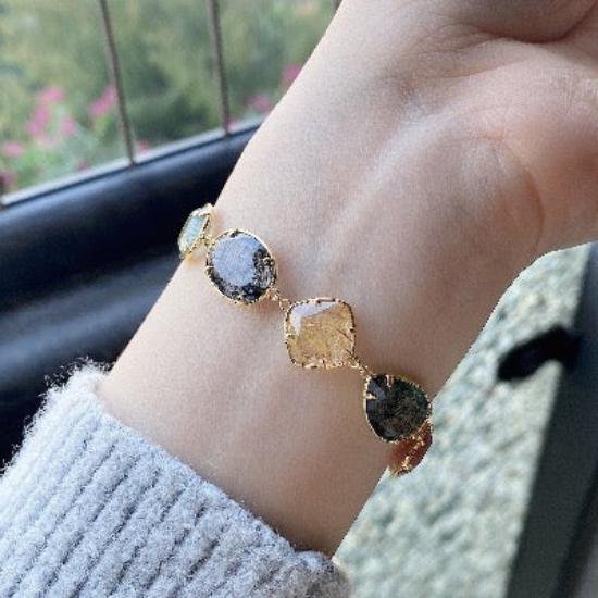 Crystals de quartz arc-en-ciel Bracelets à 5 pierres