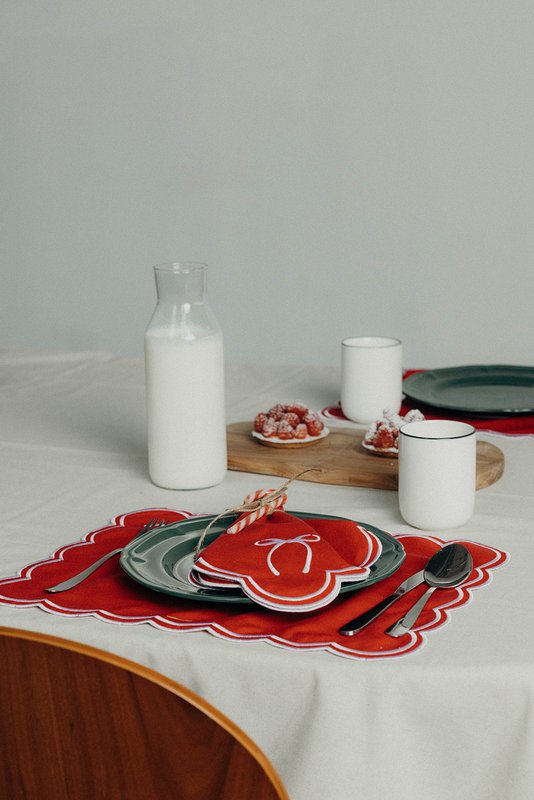 Rosie Scallop napkins with bow (set of 2)