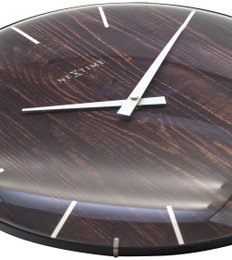 Horloge murale - 35 cm - Dôme Verre - 'Edge Wood Dome'