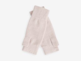 Soft pink fingerless gloves made of a lightweight, breathable material. Ideal for keeping hands warm while allowing dexterity.