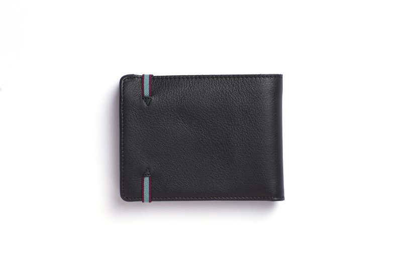Portafoglio minimalista nero con tasca portamonete