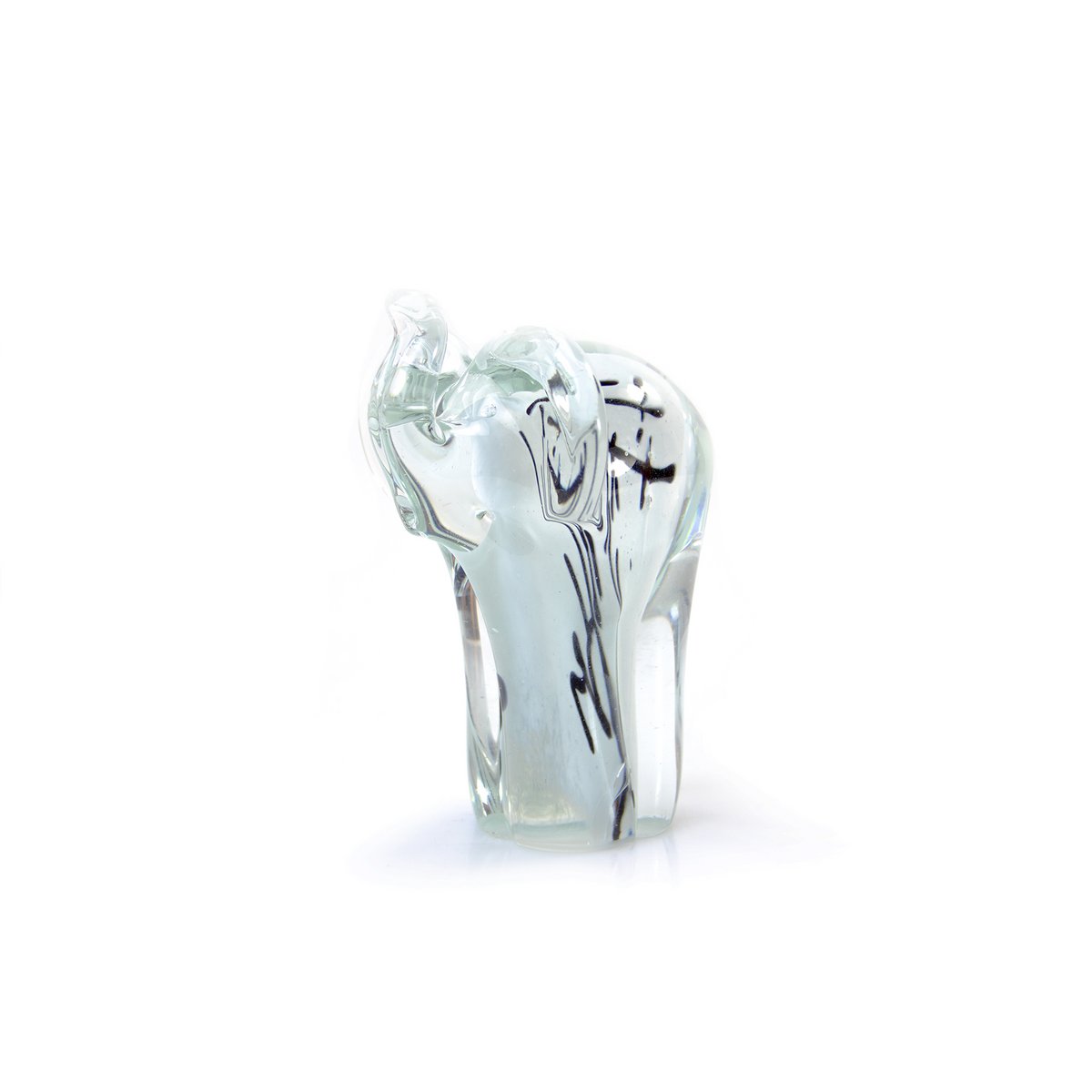  Olifant van glas - Wit-Zwart gestreept - hoogte 13 cm - Handgemaakt