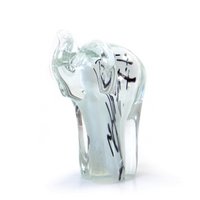 Glaselefant - Weiß-Schwarz gestreift - Höhe 13 cm - Handgefertigt