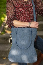 Hand/shoulder bag Dark blue curvy design