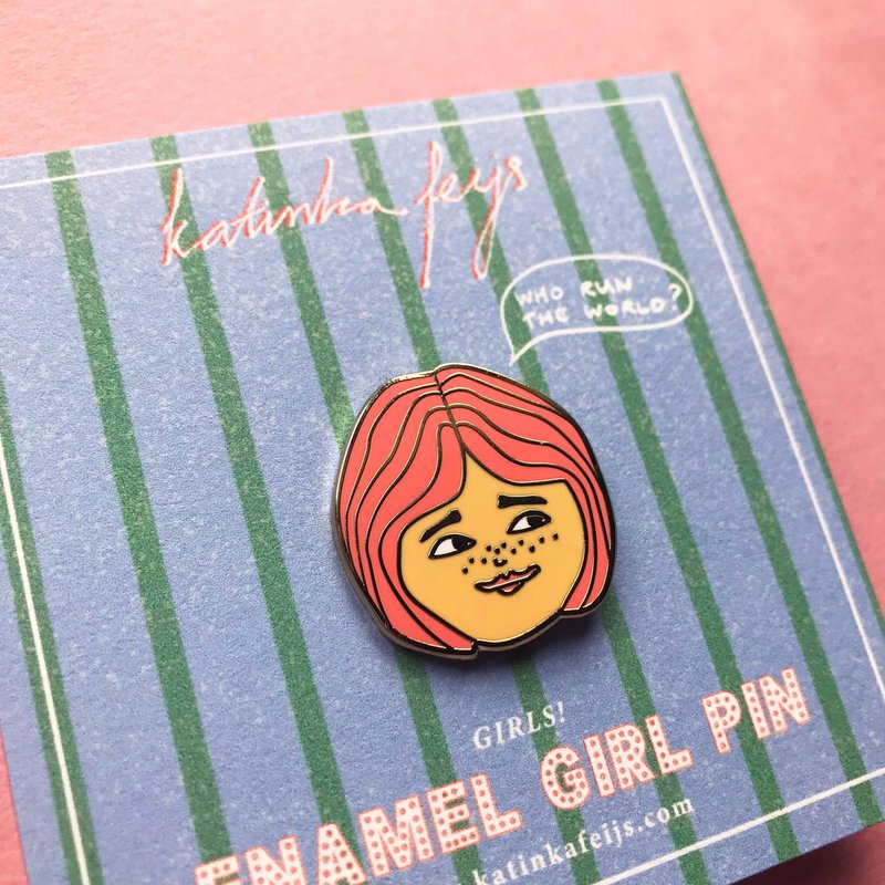 Girl Enamel Pin, hard enamel