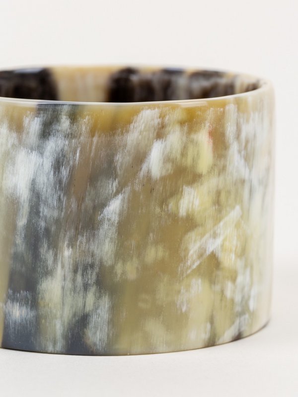 Broad marbled black horn bracelet 