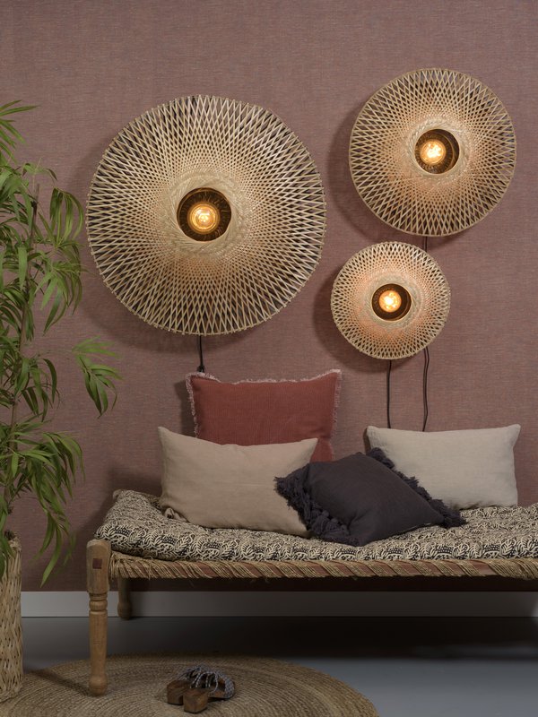 Wandlamp Kalimantan bambusplade, S