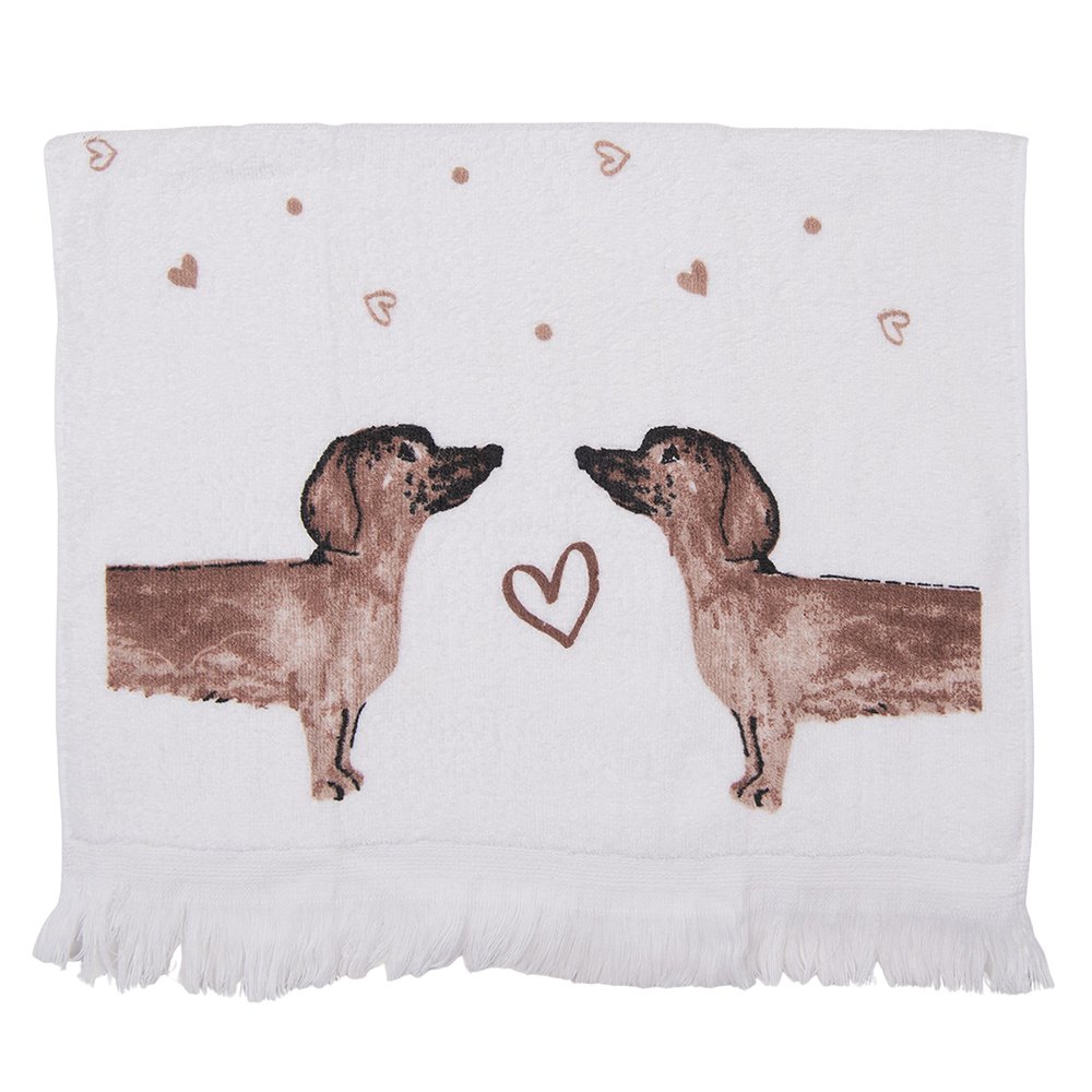 Guest towel 40x66 cm Beige Brown Cotton Dachshunds Toilet Towel