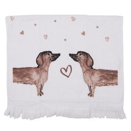Guest towel 40x66 cm Beige Brown Cotton Dachshunds Toilet Towel