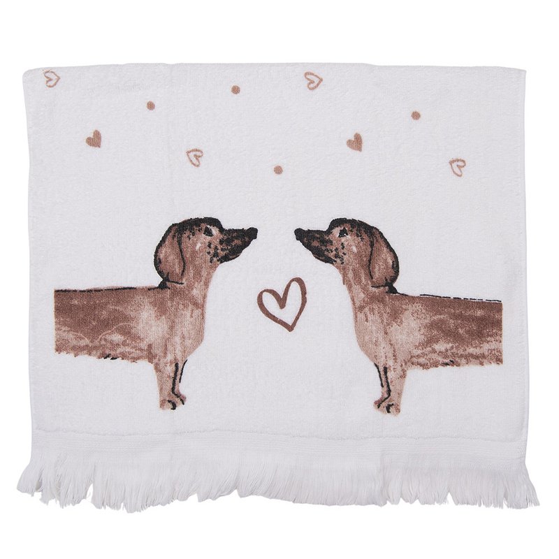 Guest towel 40x66 cm Beige Brown Cotton Dachshunds Toilet Towel