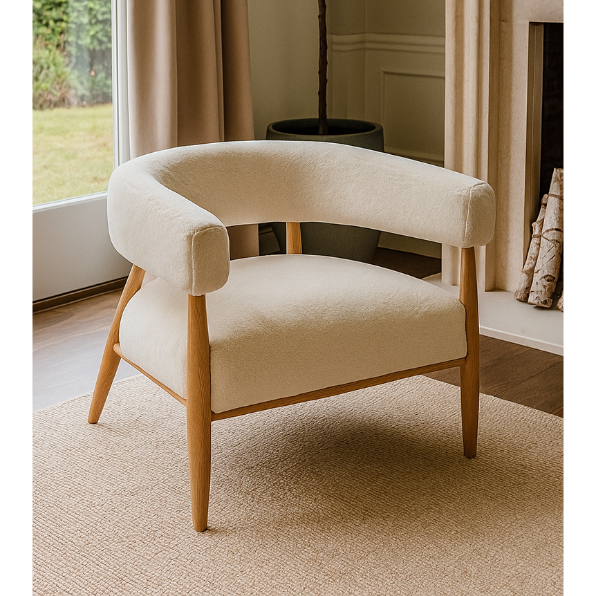 SEAT OAKBEN LAPIT23 FAUX WOOL NATURAL WOOD