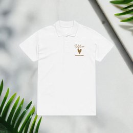 Self Love Premium piqué poloshirt met oudgouden borduursel