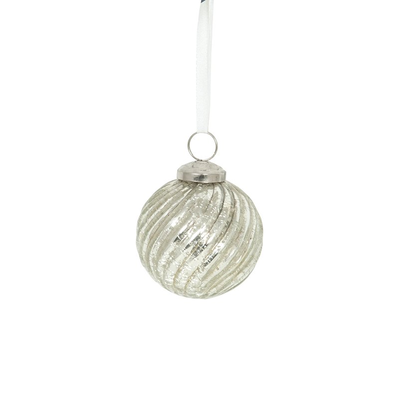 Boule de Noël, couleur argentée, verre, 9 cm, allure