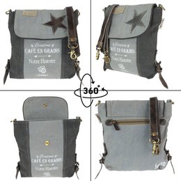 Sunsa Damen Umhängetasche. Handtasche aus Canvas ( Segeltuch) & Leder. Schultertasche in Vintage Stil. Große Crossbody Tasche für Frauen.