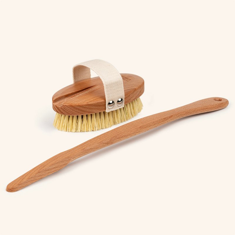 Cepillo corporal natural de madera con mango largo y extraíble - vegano